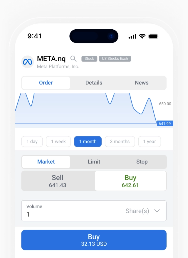 Set the volume and tap "Buy"