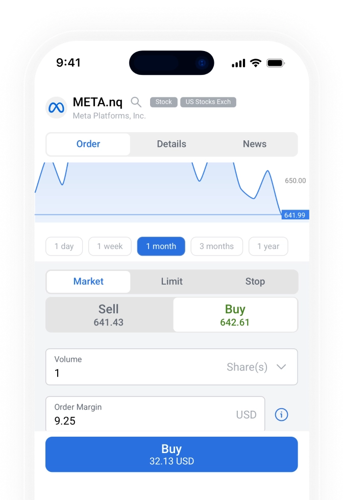 Set the volume and tap "Buy"