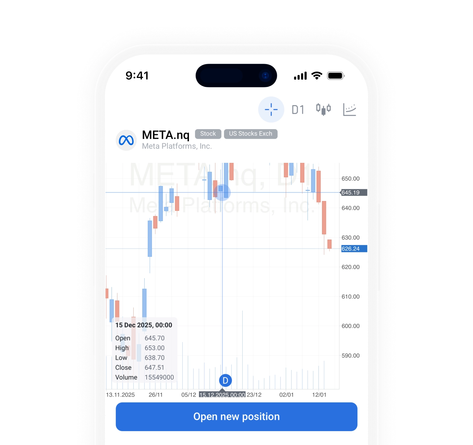 Tap "Open new position"